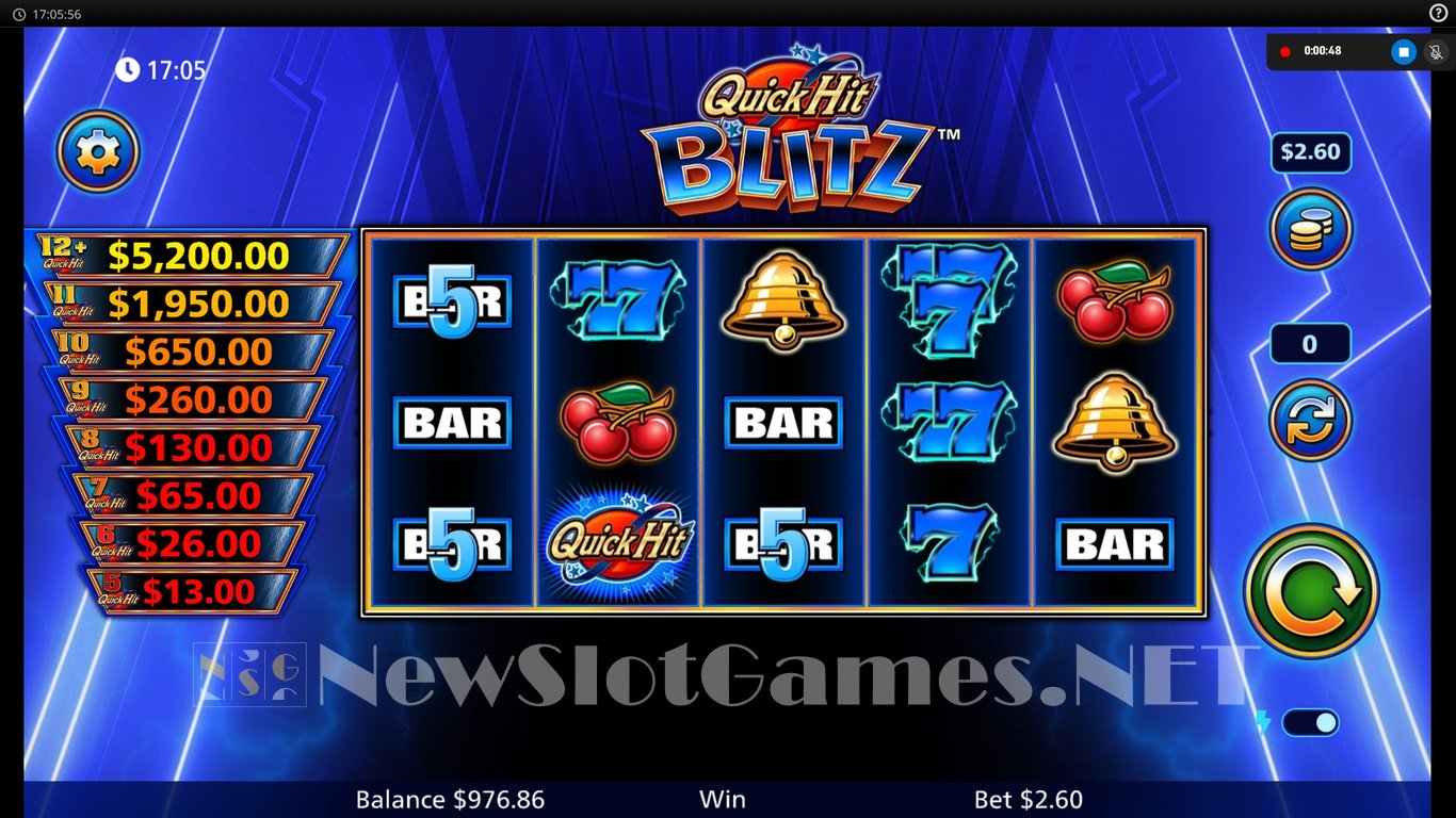 Quick Hit Blitz Blue Slot Slot Image in Demo - pic. 5