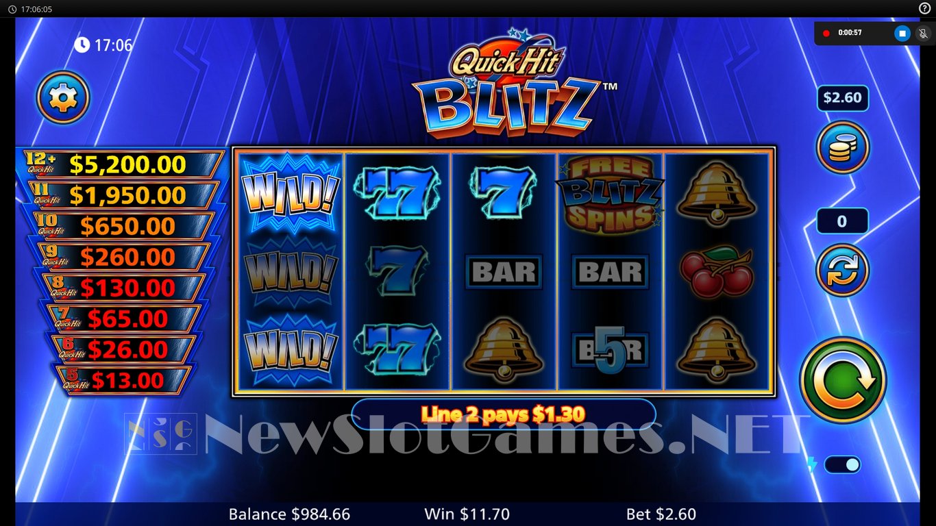 Quick Hit Blitz Blue Slot Slot Image in Demo - pic. 6