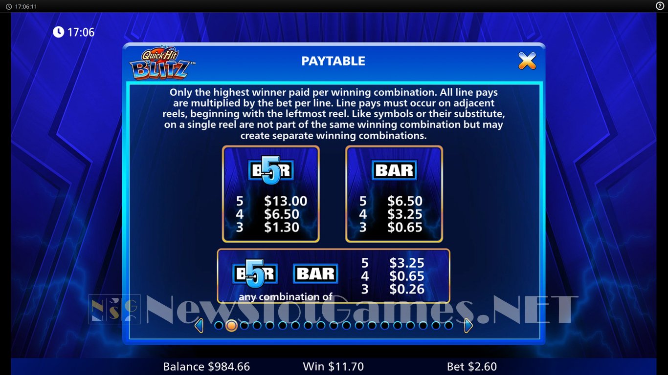 Quick Hit Blitz Blue Slot Slot Image in Demo - pic. 8