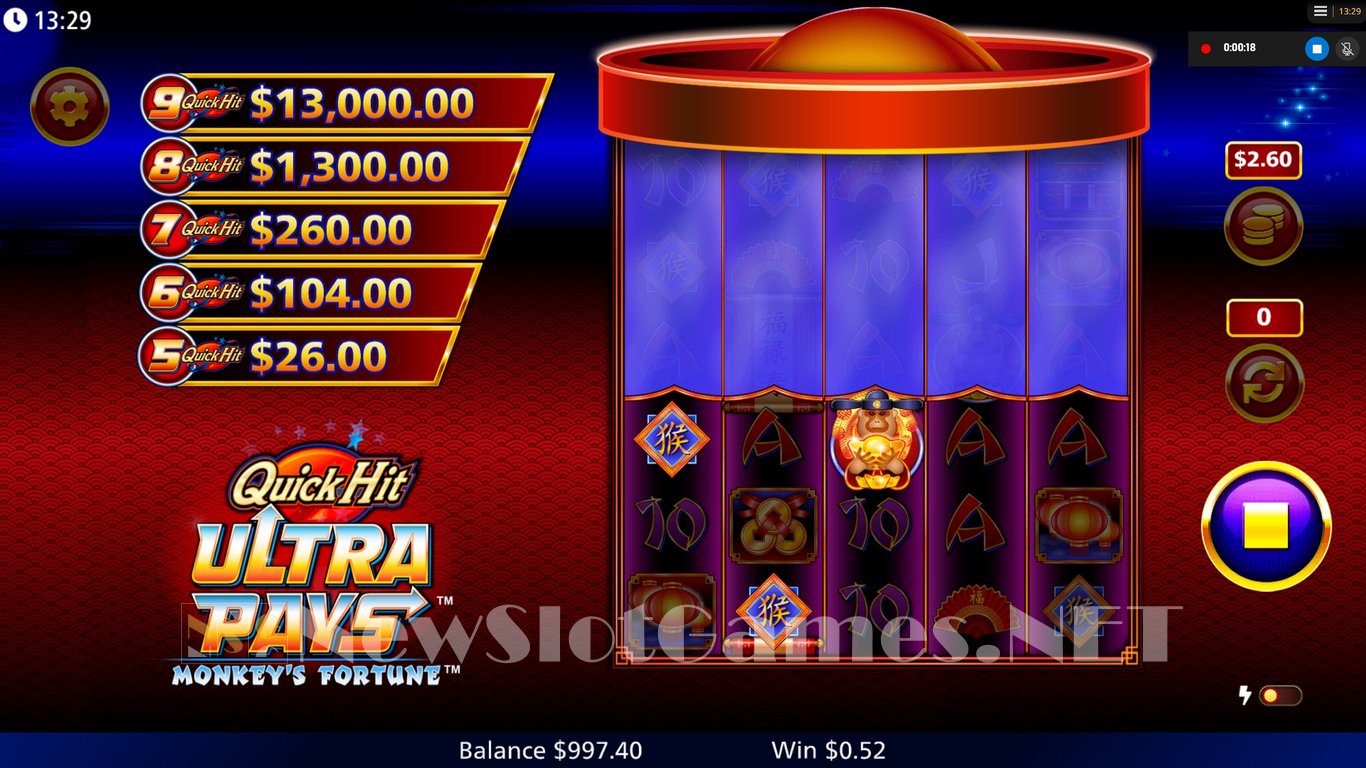 Quick Hit Ultra Pays Monkeys Fortune Slot Slot Image in Demo - pic. 2