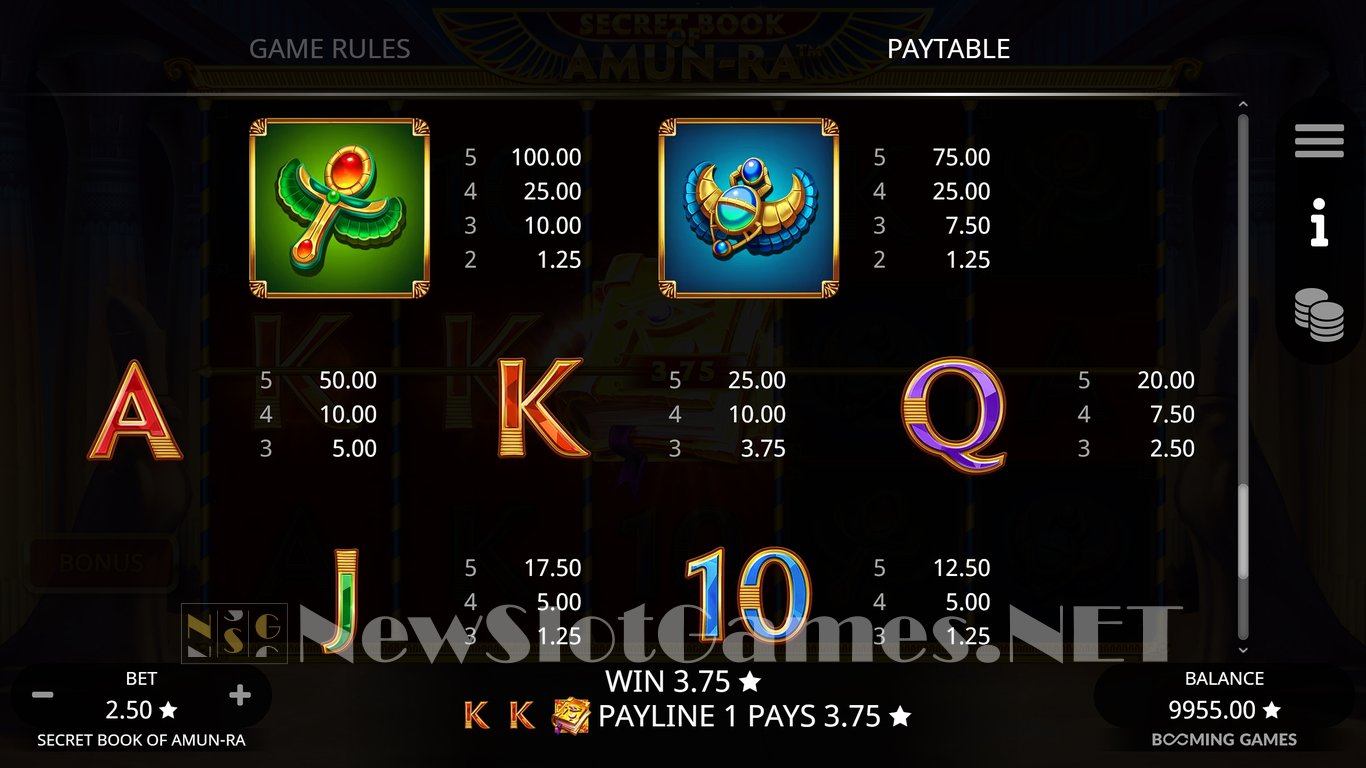 Secret Book of Amun Ra Slot Slot Image in Demo - pic. 10