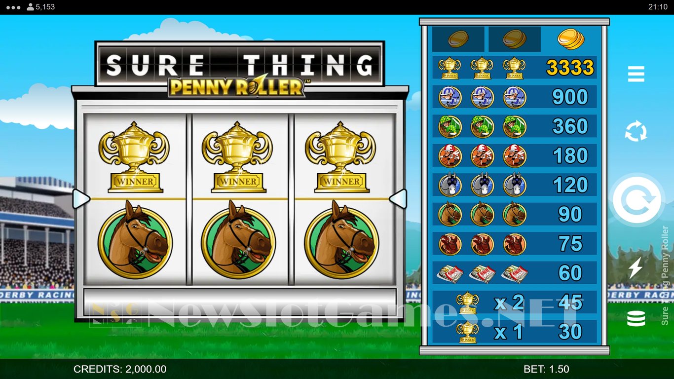 Sure Thing Penny Roller Slot Demo Image