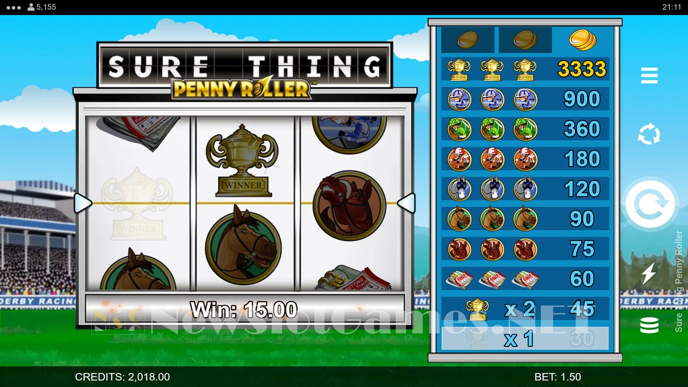 Sure Thing Penny Roller Slot Slot Image in Demo - pic. 6