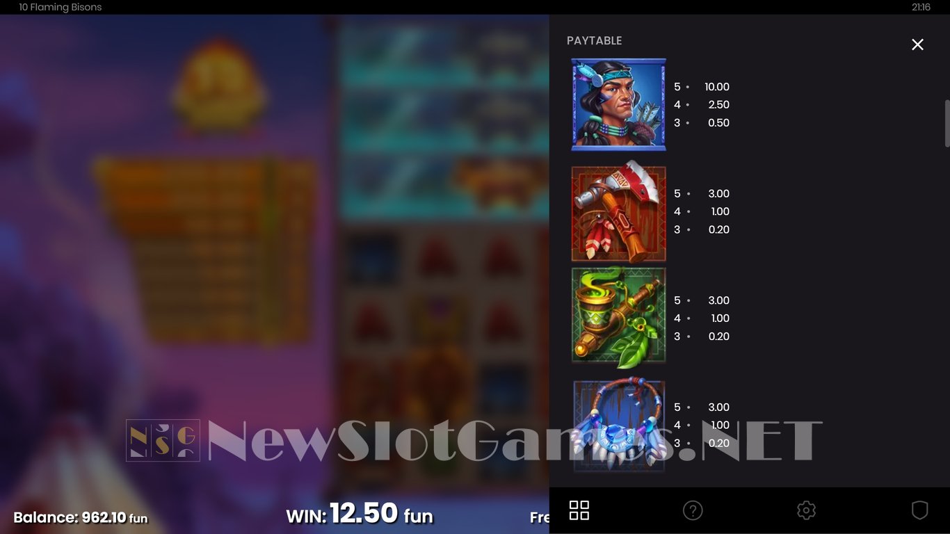 10 Flaming Bisons Slot Slot Image in Demo - pic. 17