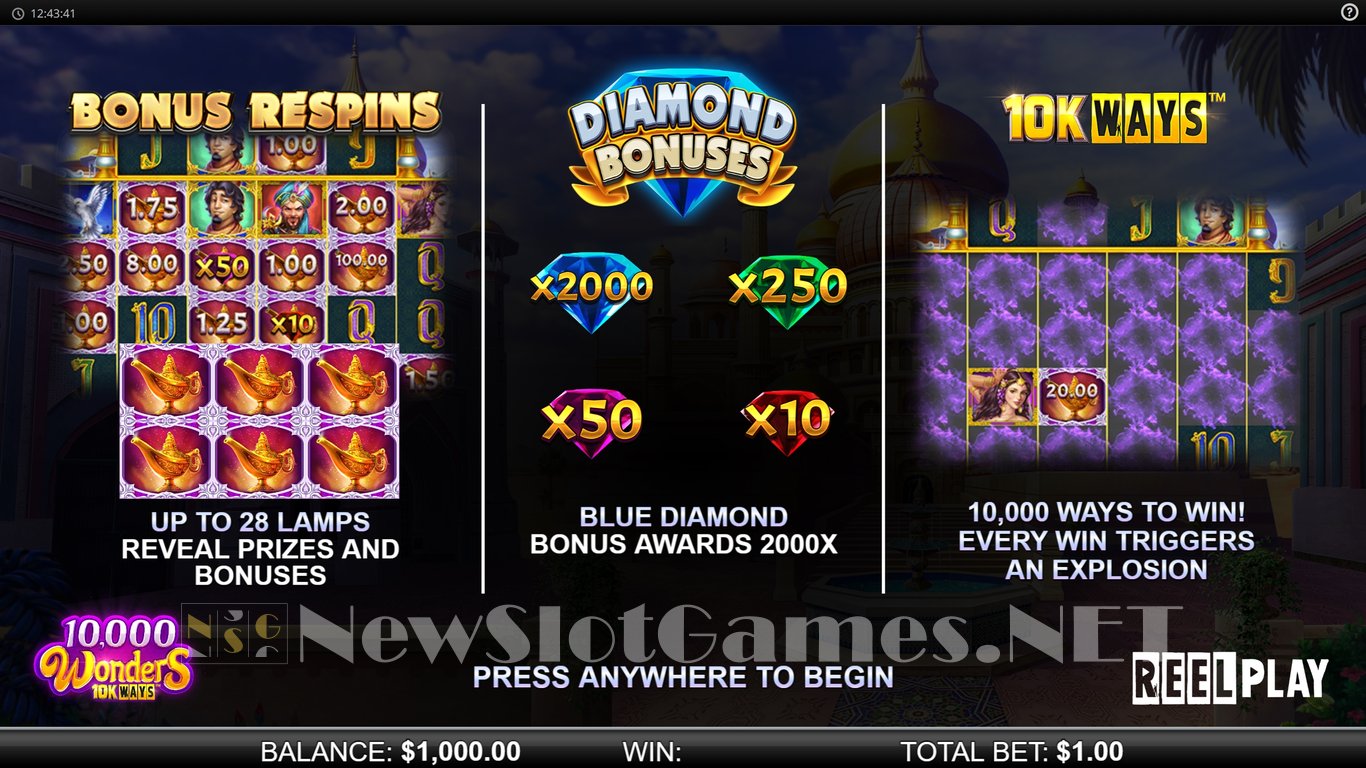 10000 Wonders MultiMax Slot Demo Image