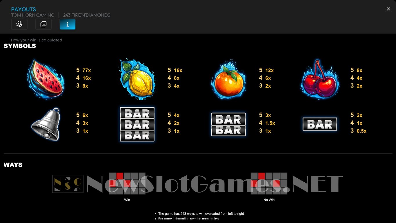 243 Fire n Diamonds Slot Slot Image in Demo - pic. 8