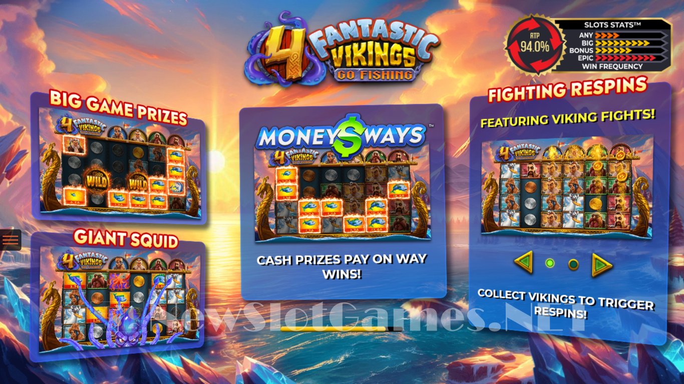 4 Fantastic Vikings Go Fishing Slot Demo Image