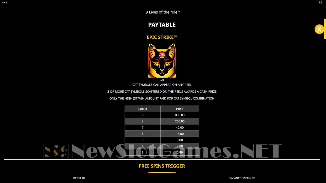 9 Lives of the Nile Slot Slot Image in Demo - pic. 11