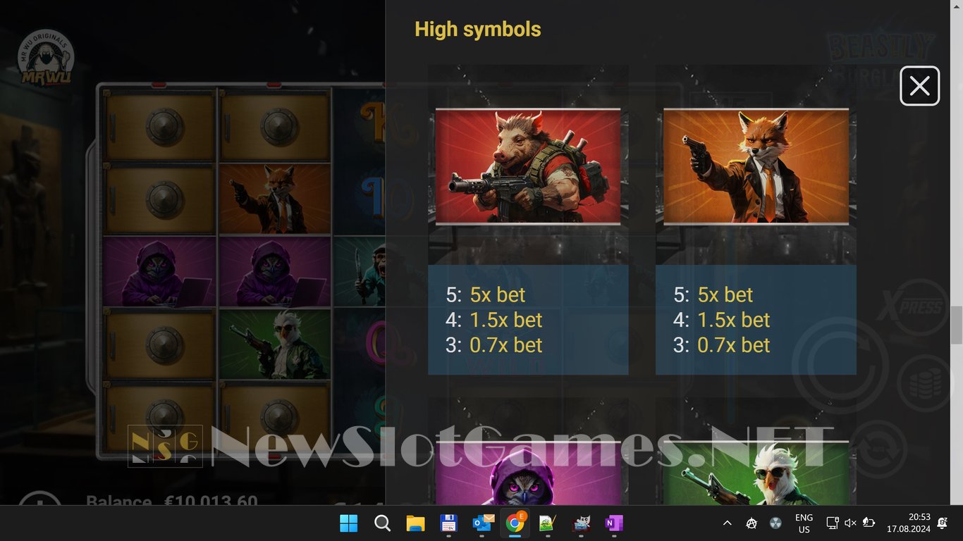 Beastly Burglars Slot Slot Image in Demo - pic. 13