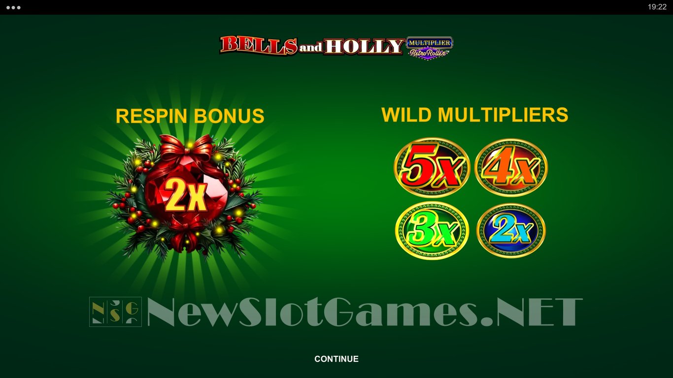 Bells and Holly Multiplier Retro Roller Slot Demo Image
