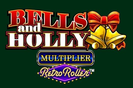 Bells and Holly Multiplier Retro Roller Slot Logo