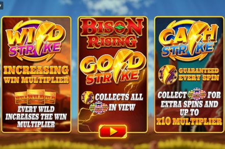 Bison Rising Gold Strike Slot Logo