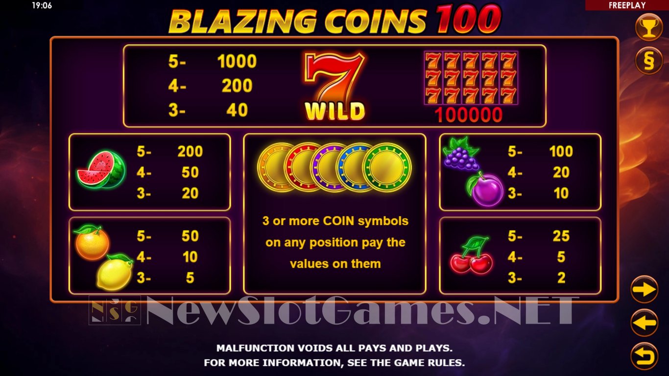 Blazing Coins 100 Slot Slot Image in Demo - pic. 8
