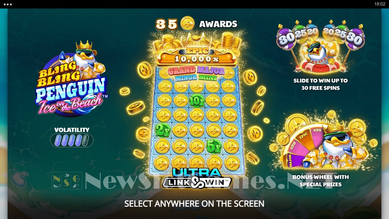 Bling Bling Penguin Ice On The Beach Slot Demo Image