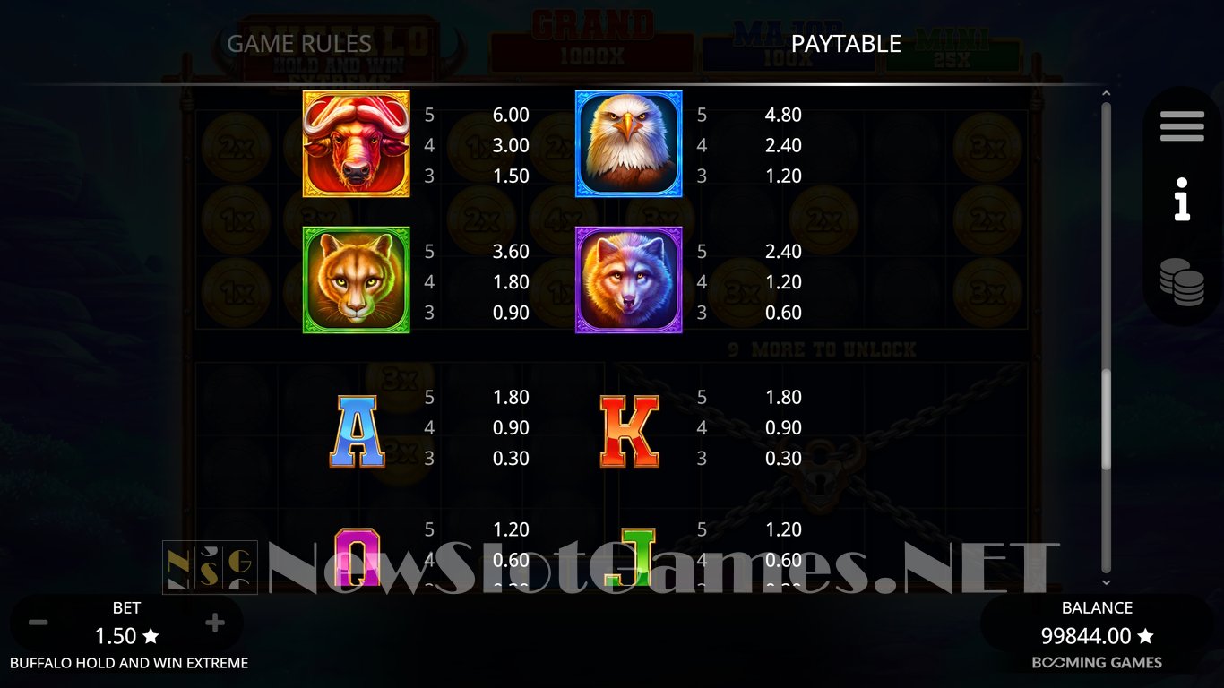 Buffalo Hold and Win Extreme Slot Slot Image in Demo - pic. 11