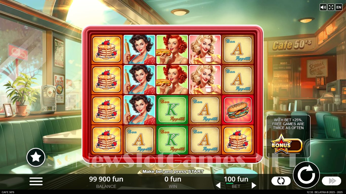 Cafe 50s Slot Demo Image
