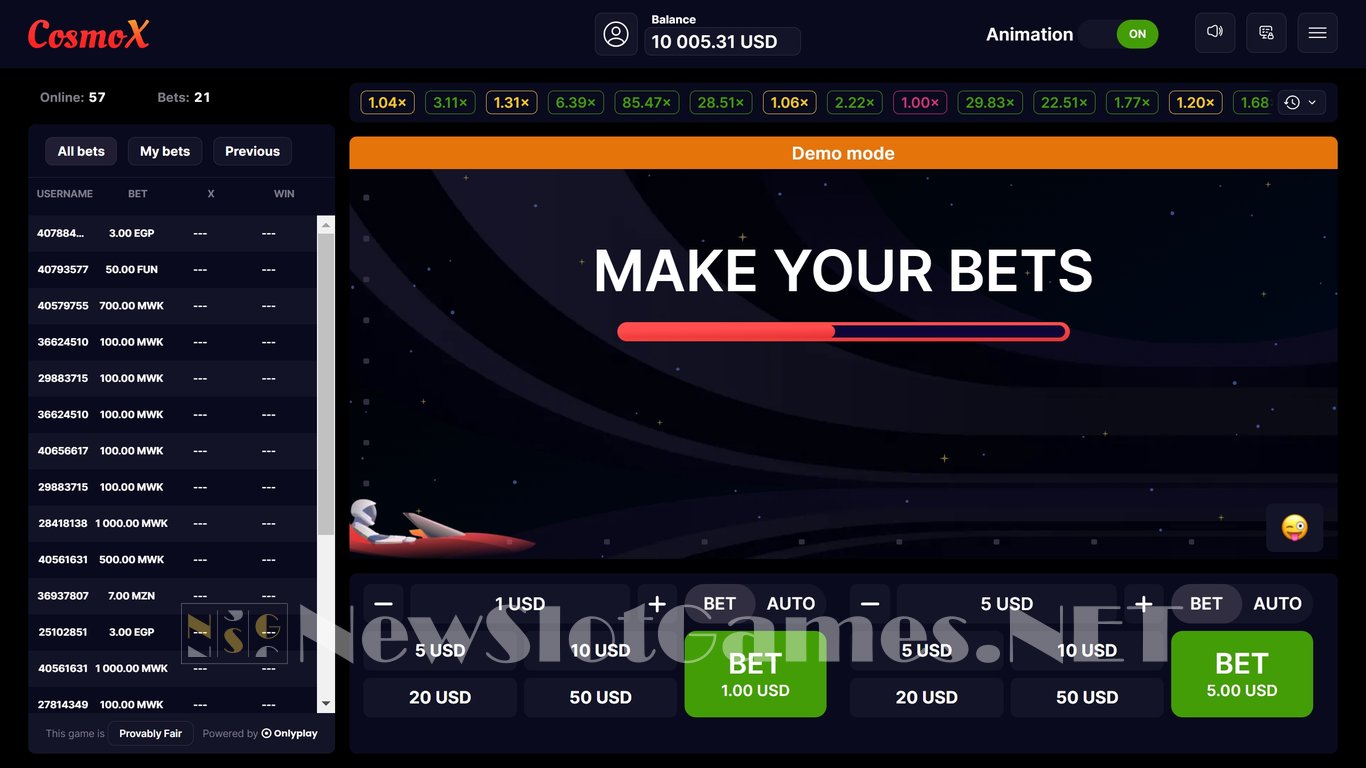 CosmoX Slot Demo Image