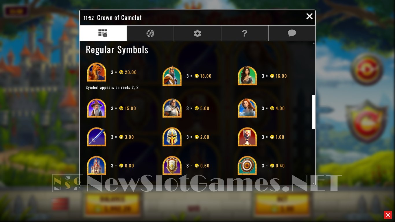 Crown of Camelot Slot Slot Image in Demo - pic. 10