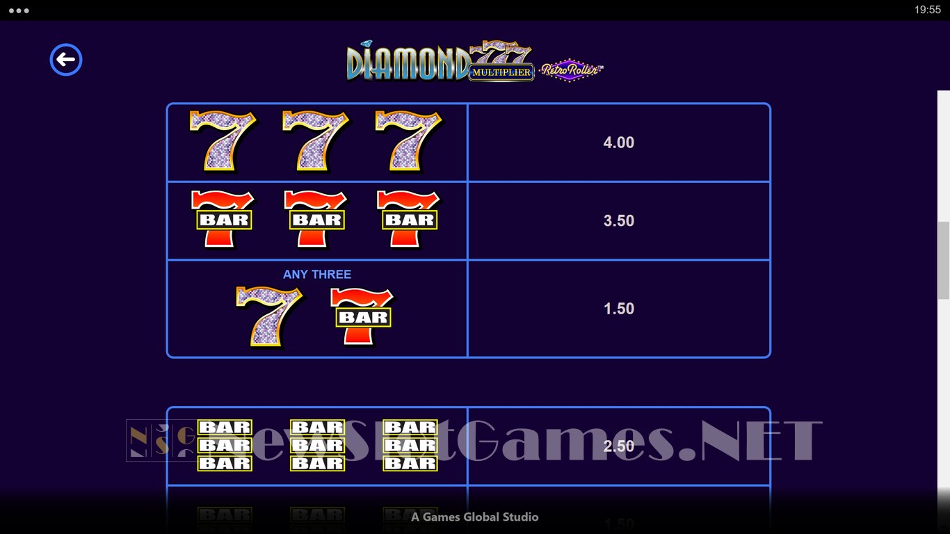 Diamond 777 Multiplier Retro Roller Slot Slot Image in Demo - pic. 10
