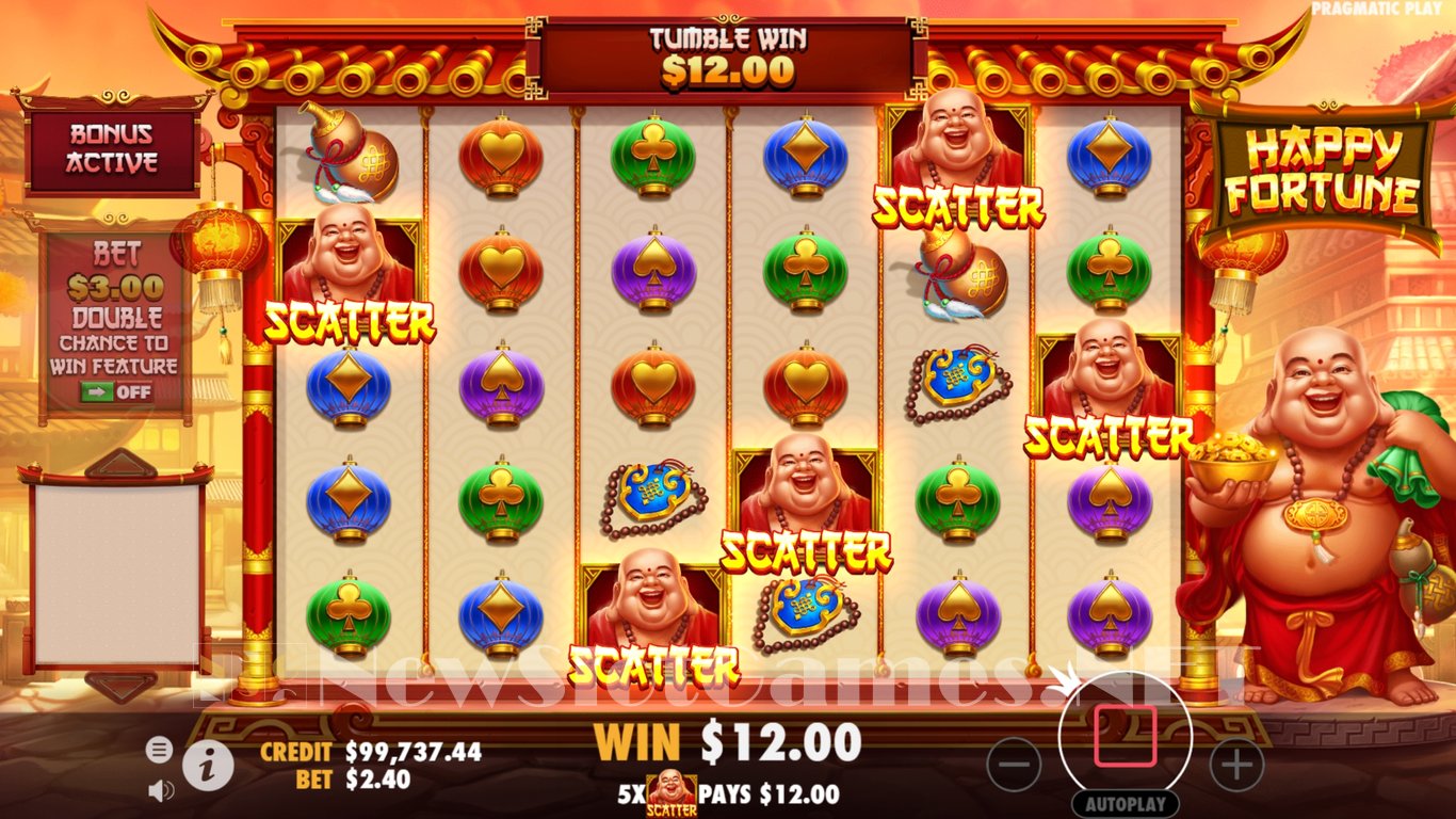 Happy Fortune slotspel schermafbeelding met bonussymbolen