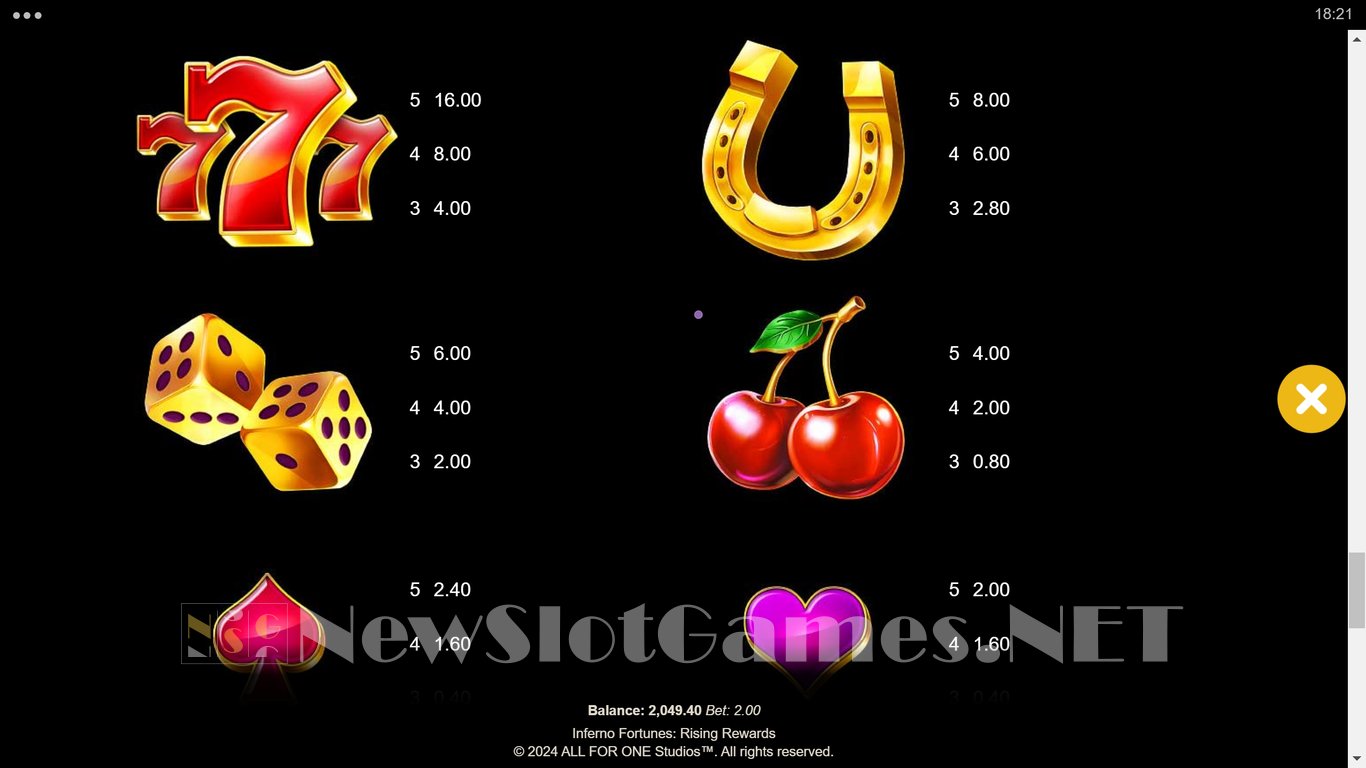 Inferno Fortunes Rising Rewards Slot Slot Image in Demo - pic. 15