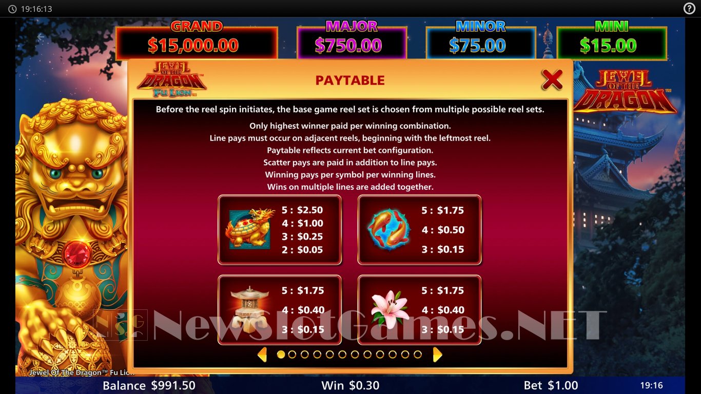 Jewel of the Dragon Fu Lion Slot Slot Image in Demo - pic. 8