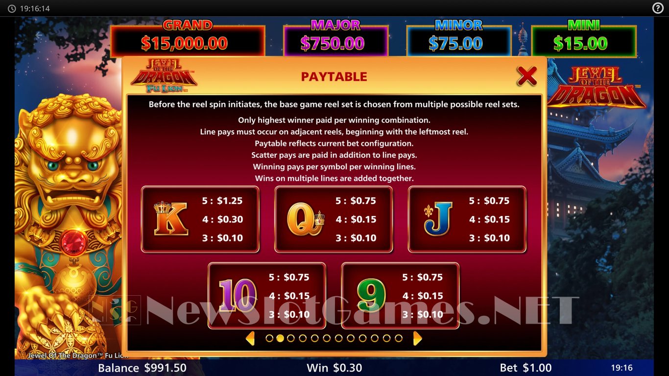 Jewel of the Dragon Fu Lion Slot Slot Image in Demo - pic. 9