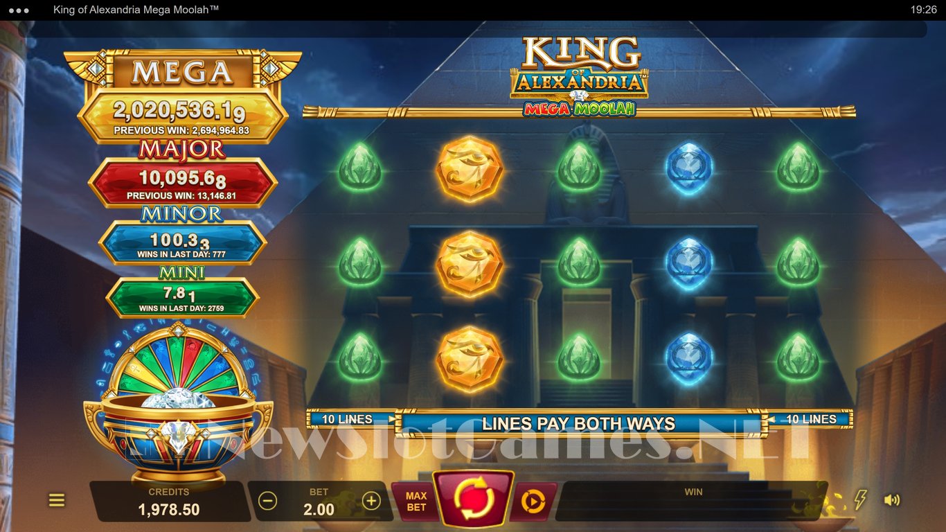 King of Alexandria Mega Moolah Slot Demo Image