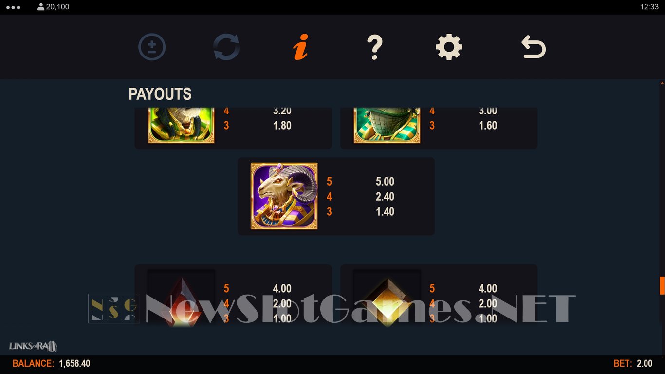 Links of Ra 2 Slot Slot Image in Demo - pic. 12