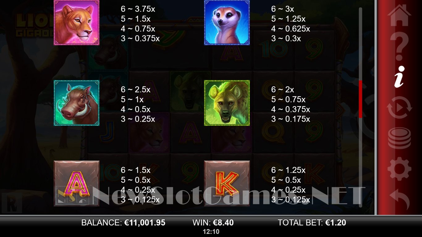 Lions GigaBlox Slot Slot Image in Demo - pic. 10