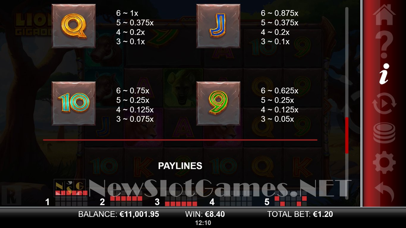 Lions GigaBlox Slot Slot Image in Demo - pic. 11