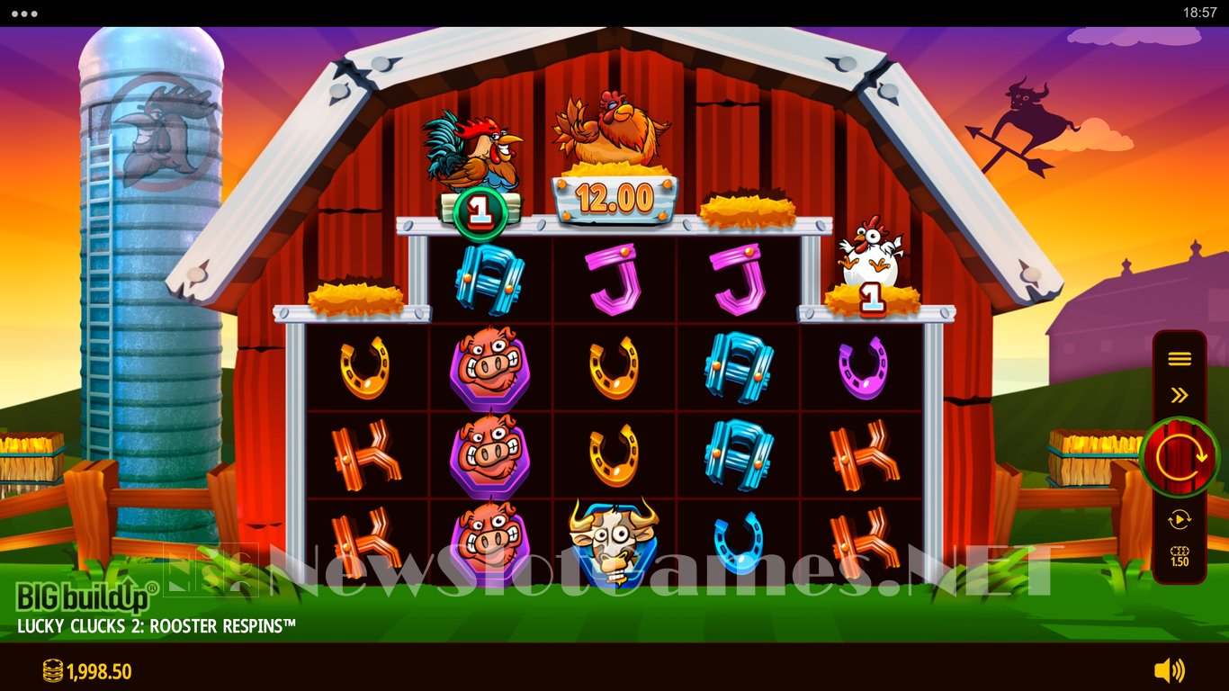 Lucky Clucks 2 Rooster Respins Slot Demo Image