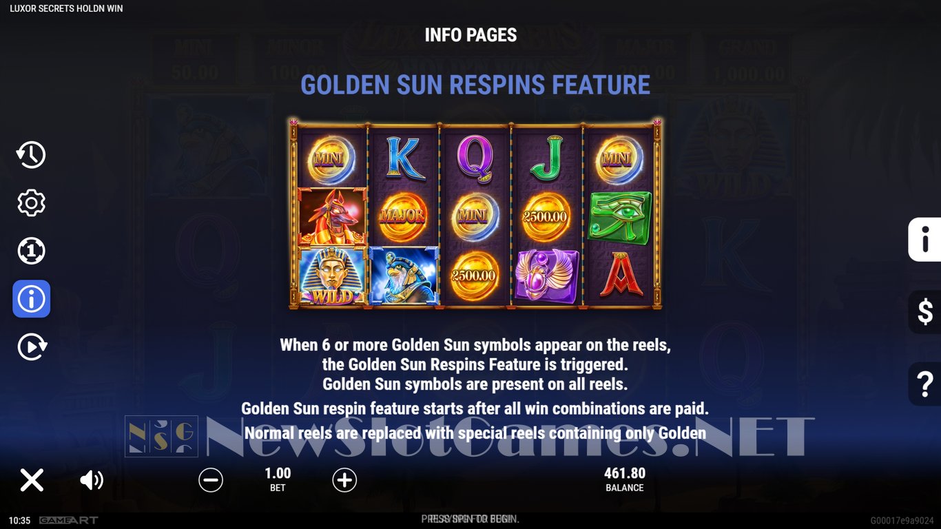 Luxor Secrets Hold n Win Slot Slot Image in Demo - pic. 6