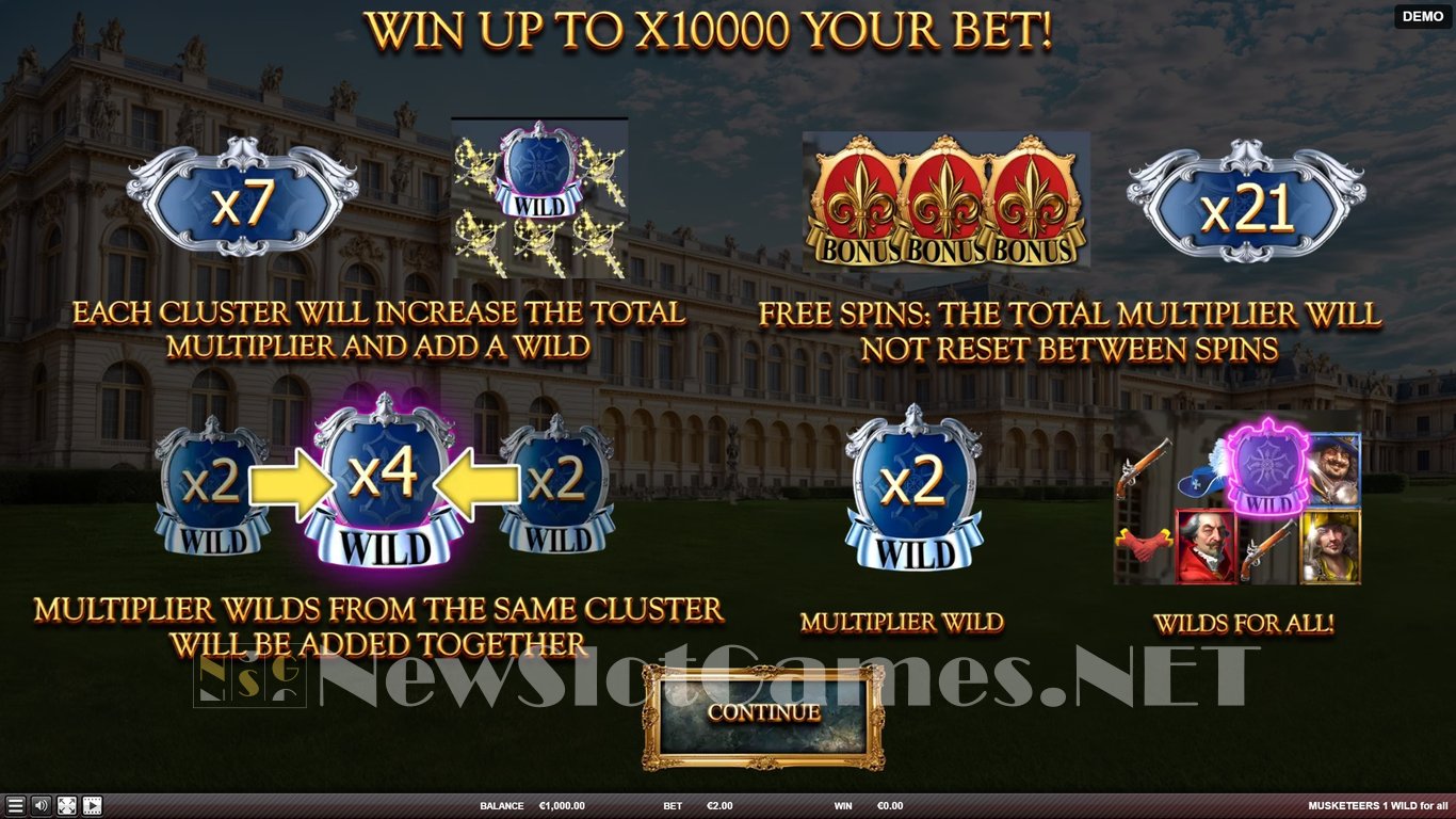 Musketeers 1 Wild for All Slot Demo Image