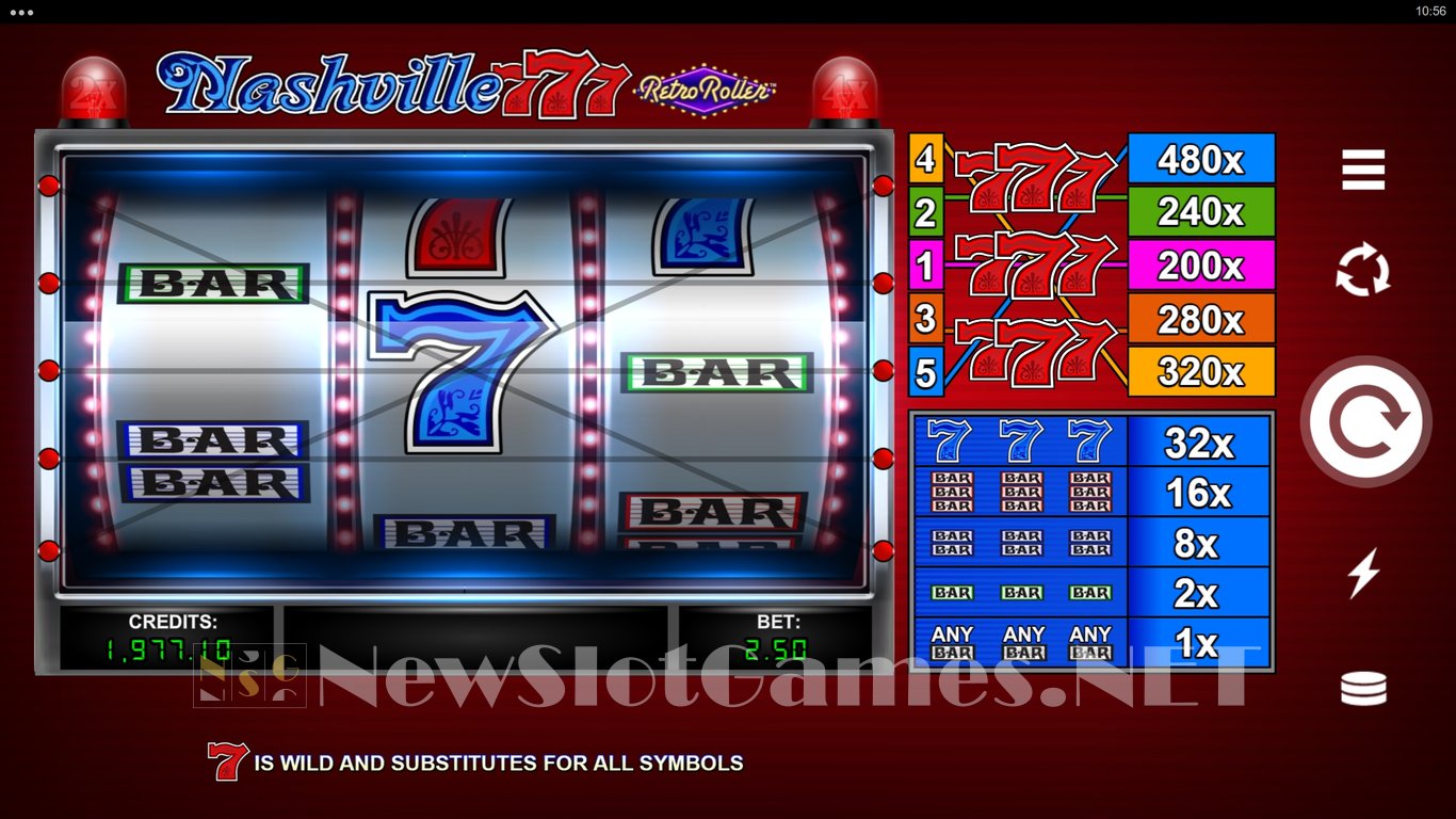 Nashville 777 Retro Roller Slot Demo Image