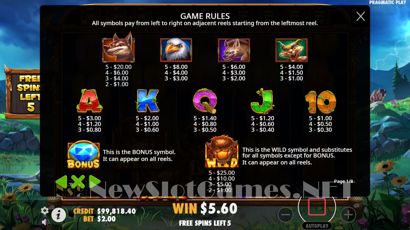 Release the Bison Slot Slot Image in Demo - pic. 13