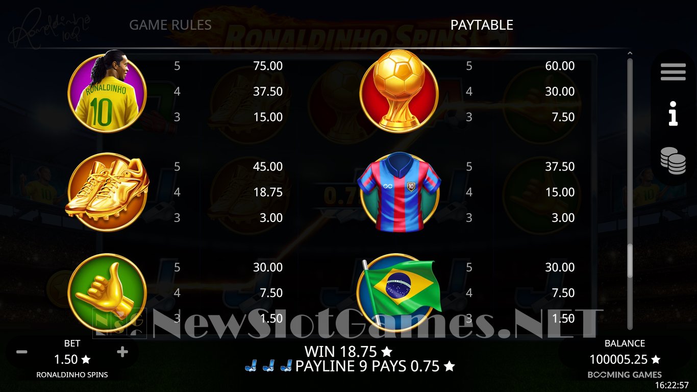 Ronaldinho Spins Slot Slot Image in Demo - pic. 6