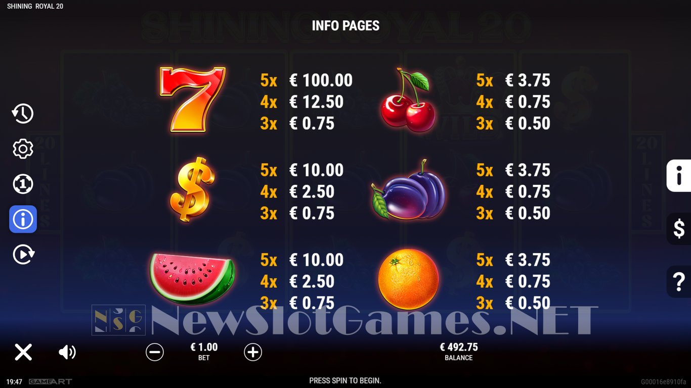 Shining Royal 20 Slot Slot Image in Demo - pic. 7
