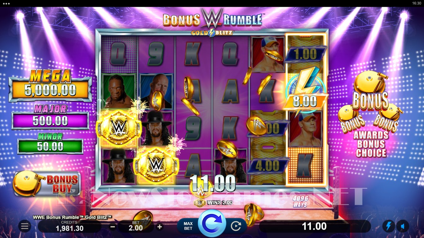 WWE Bonus Rumble Gold Blitz Slot Demo Image