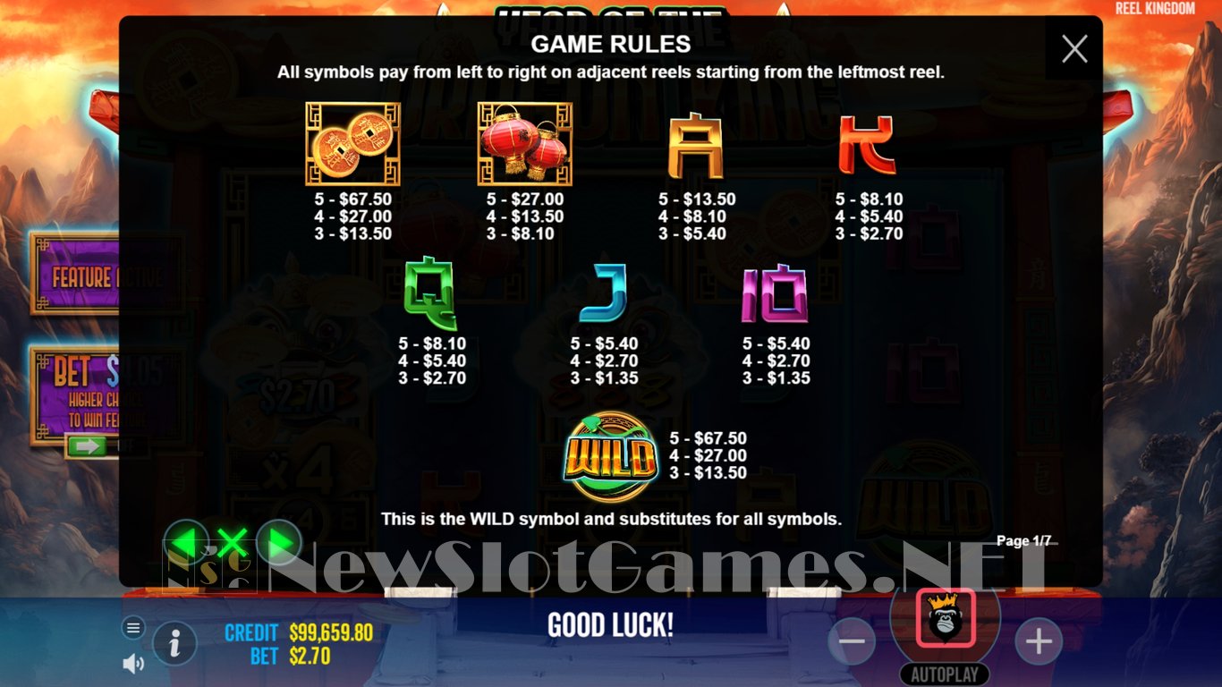 Year of the Dragon King Slot Slot Image in Demo - pic. 10