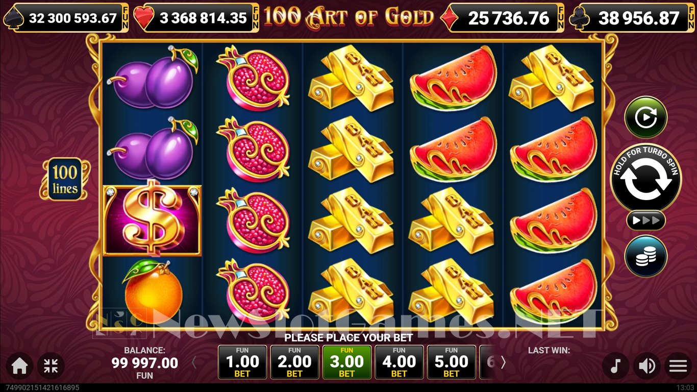 100 Art of Gold Slot Demo Image