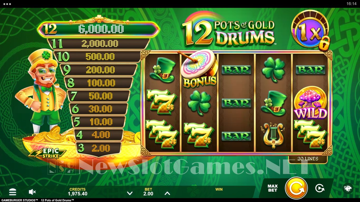 12 Pots of Gold Drums Slot Demo Image