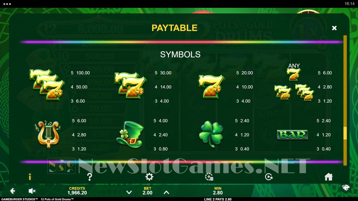 12 Pots of Gold Drums Slot Slot Image in Demo - pic. 8