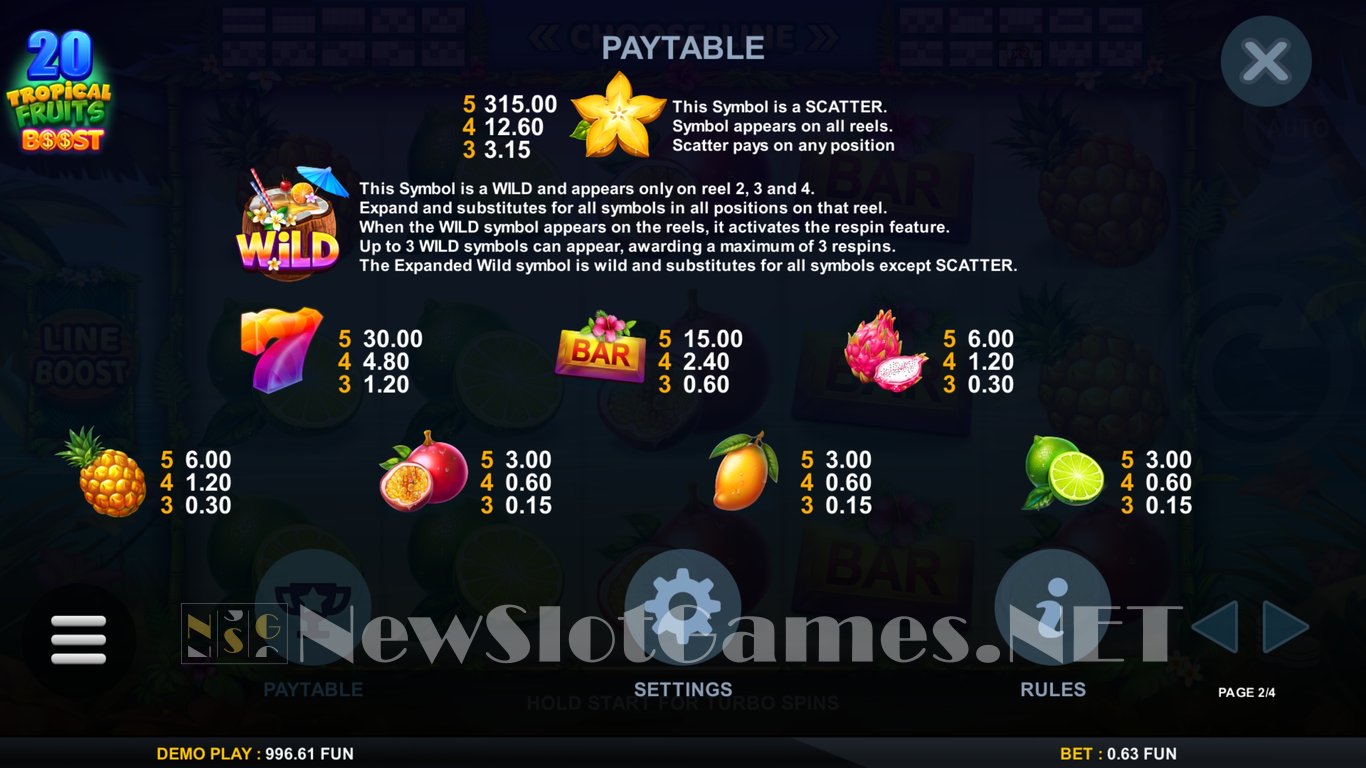 20 Tropical Fruits Boost Slot Slot Image in Demo - pic. 8