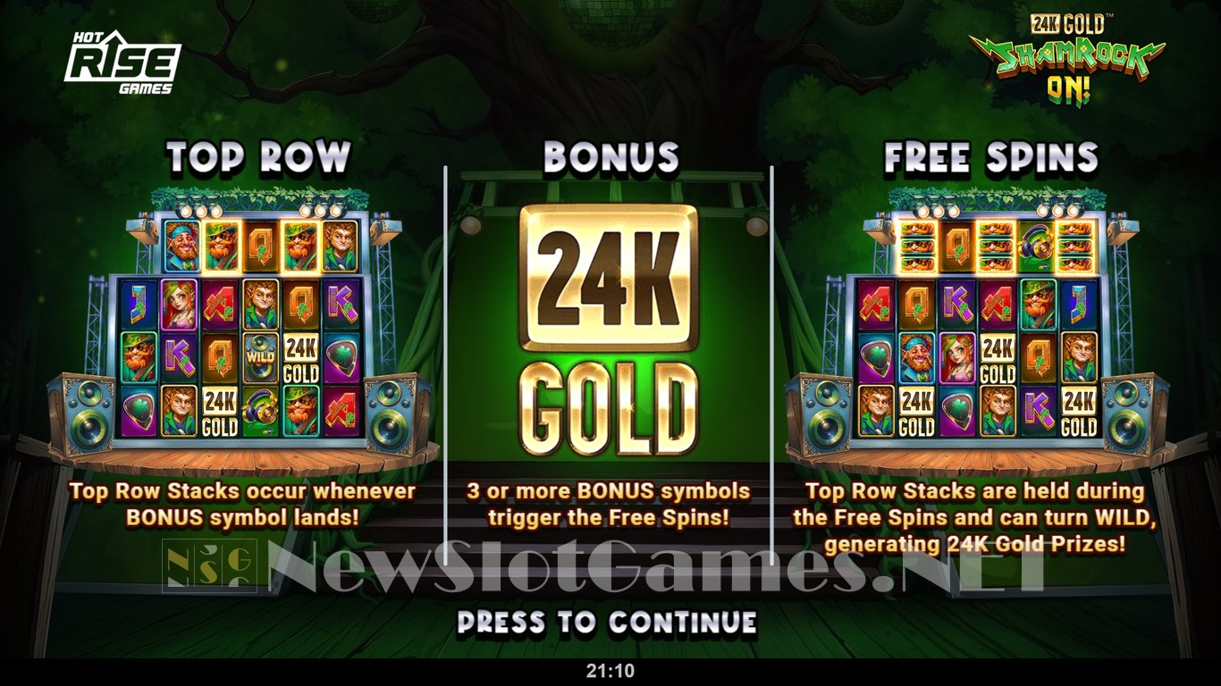24K Gold ShamRock On! Slot Demo Image