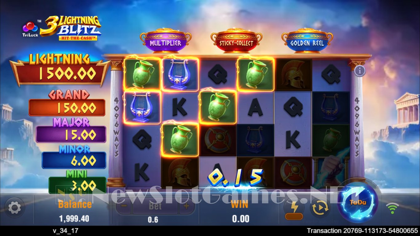 3 Lightning Blitz Hit the Cash Slot Review & Demo by TaDa Gaming - Play  Free Online