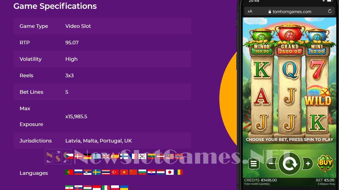 3 Ribbon Pots Slot Demo Image