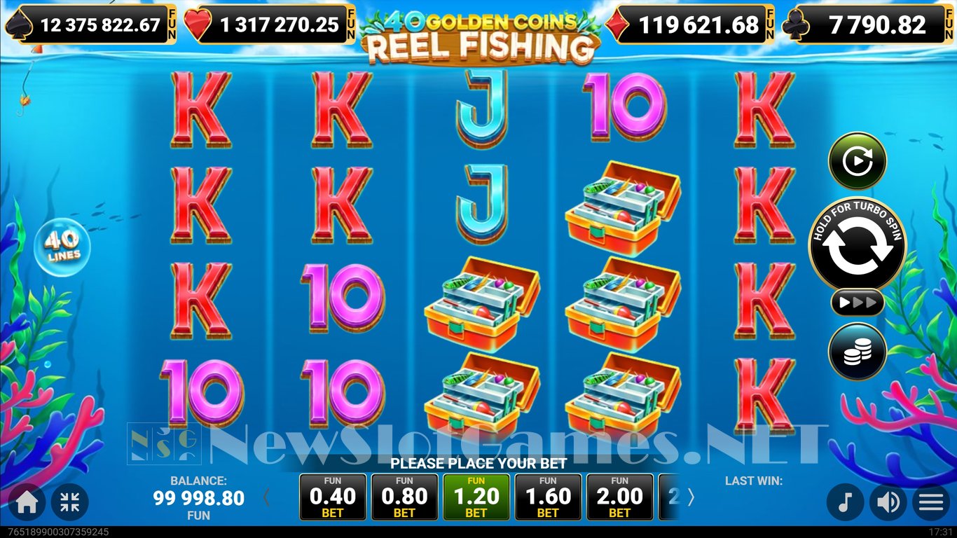40 Golden Coins Reel Fishing Slot Demo Image