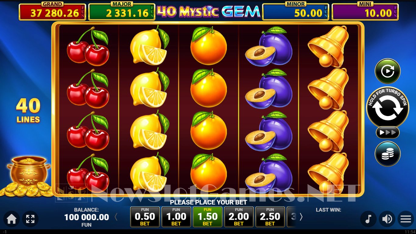 40 Mystic Gem Golden Coins Link Slot Demo Image