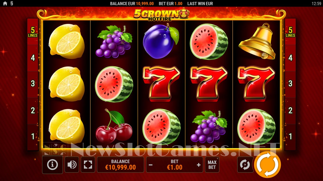 5 Crown Hotfire Slot Demo Image